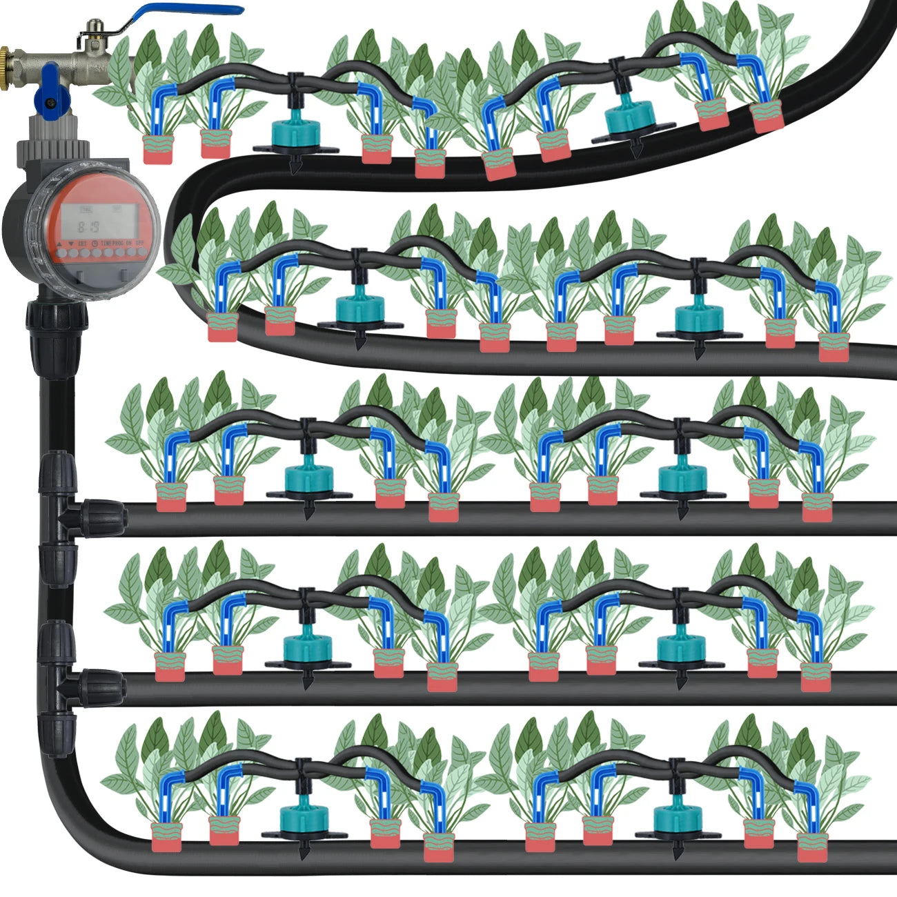Kit de riego pot goteo. 40 y 50M