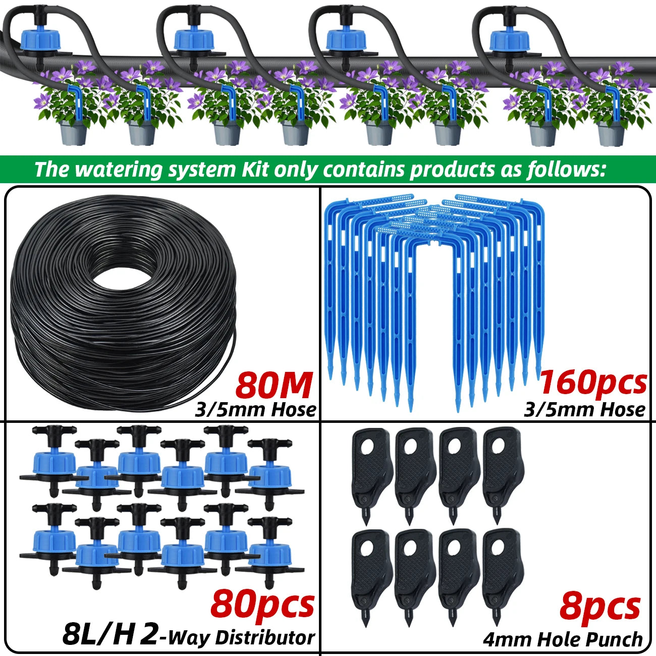 Kit de riego pot goteo. 40 y 50M