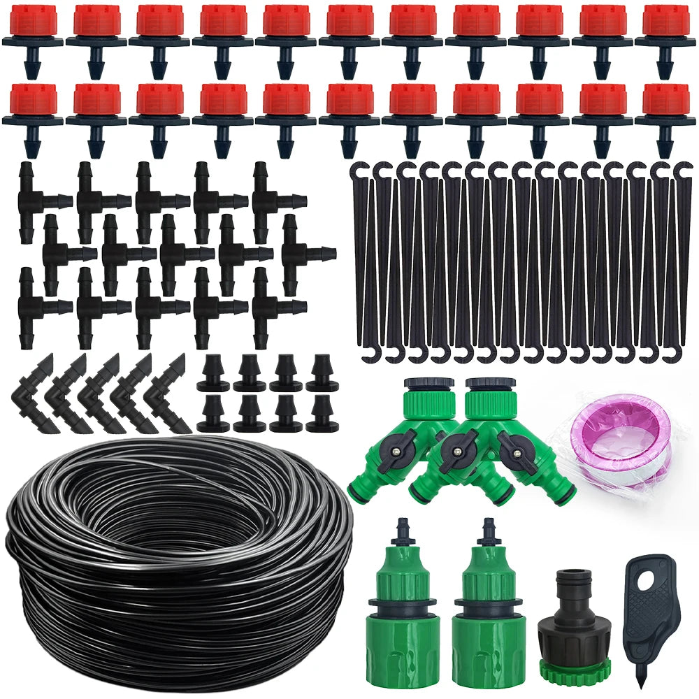 Sistema de Riego por Goteo de 15 y 20M - Kit Completo con Goteros Ajustables para Jardines y Plantas